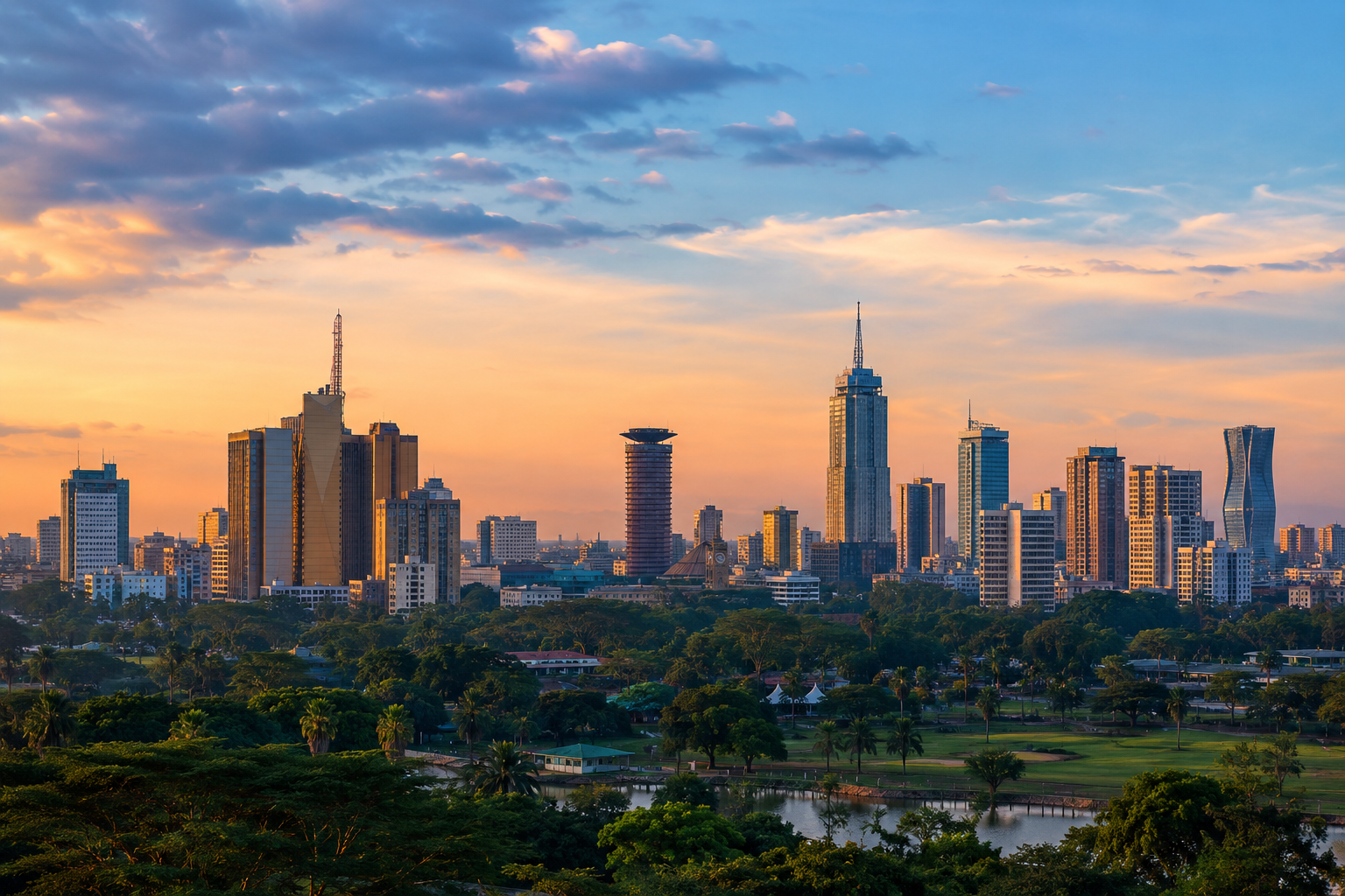 Nairobi skyline at sunset